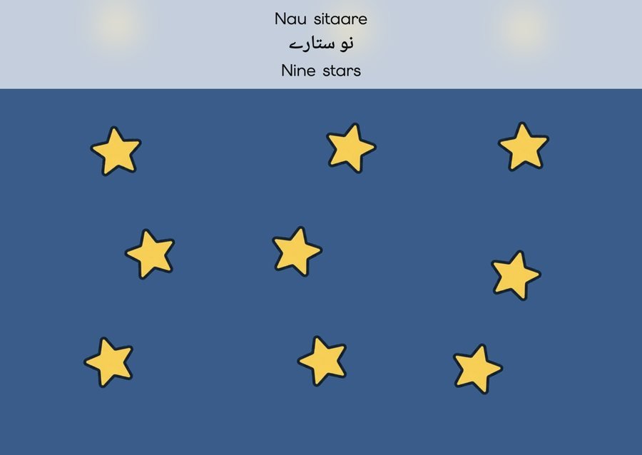 Flashcard: Nine stars (نو ستارے)