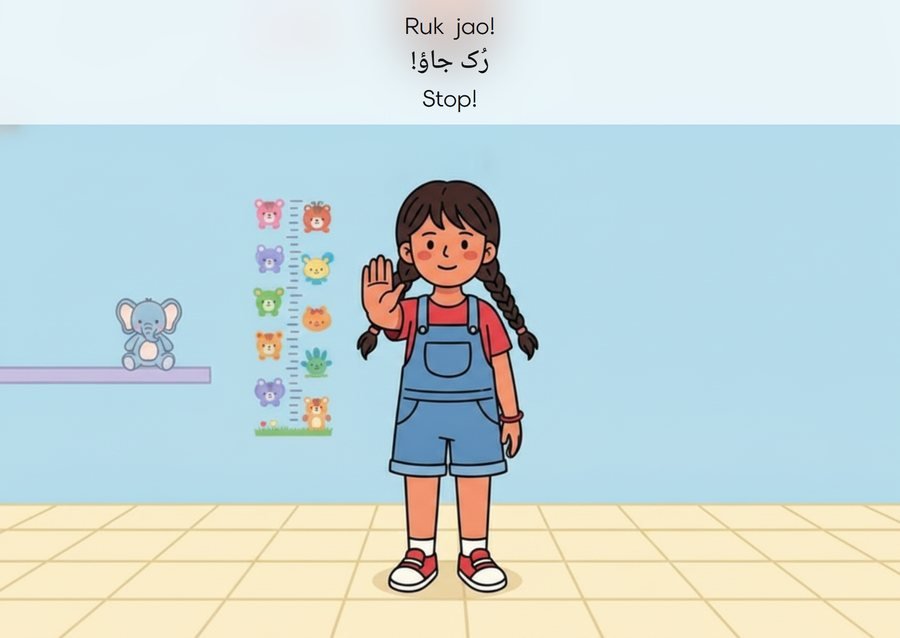 Flashcard: Stop! (رُک جاؤ!)