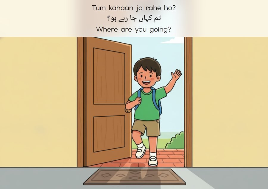 Flashcard: Where are you going? (تم کہاں جا رہے ہو؟)