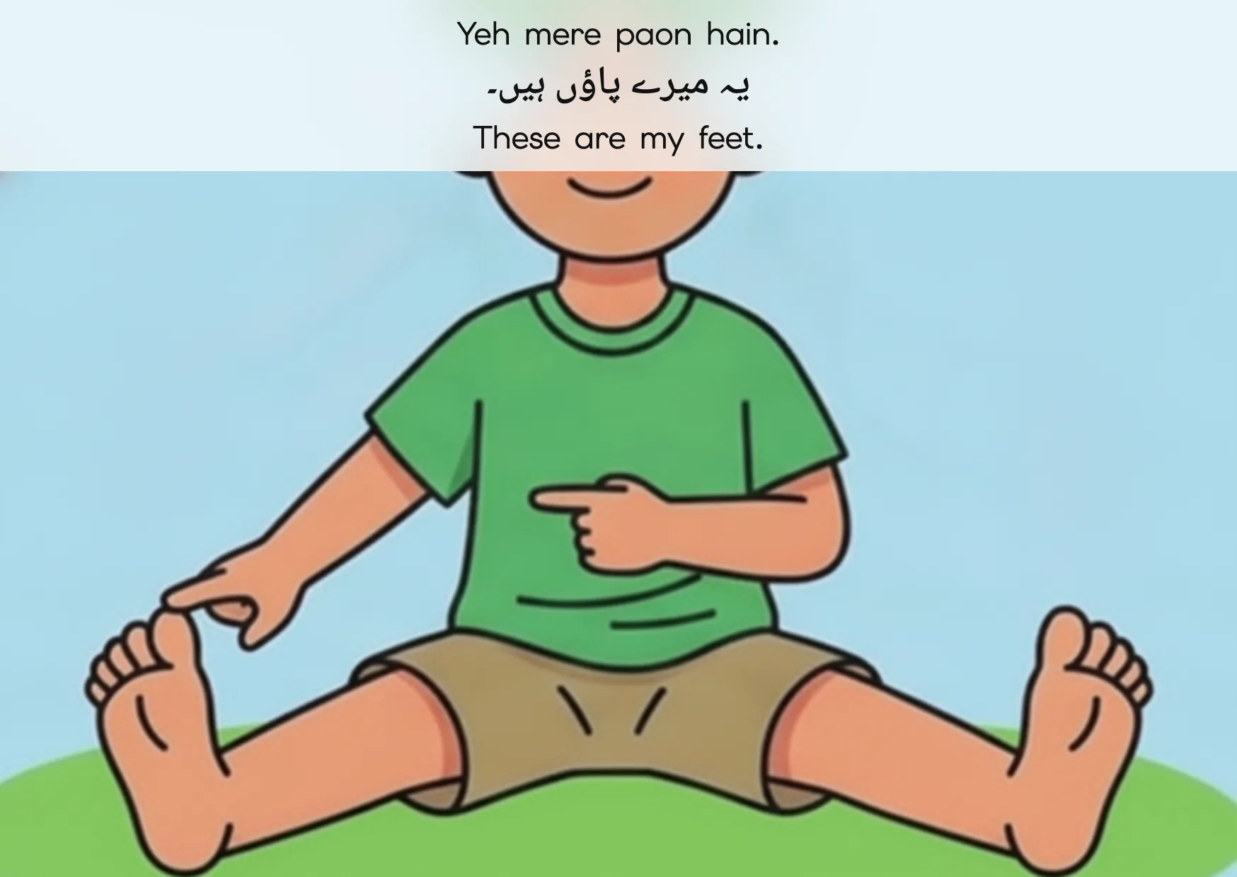 Flashcard: These are my feet. (یہ میرے پاؤں ہیں۔)