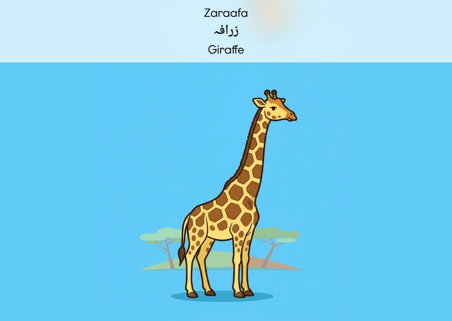 Flashcard: Giraffe (زرافہ)