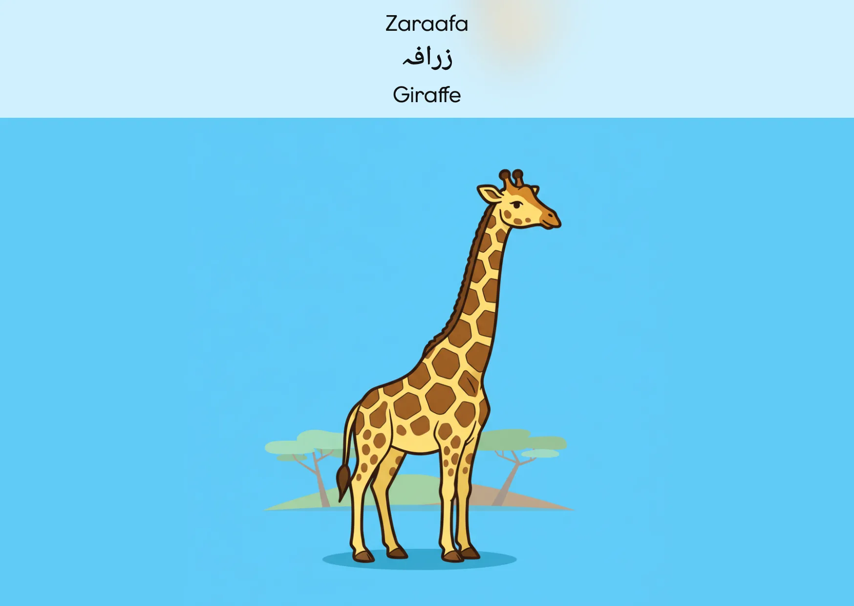 Flashcard: Giraffe (زرافہ)