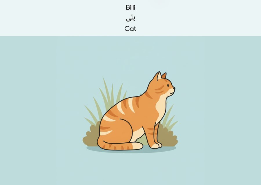 Flashcard: Cat (بلی)