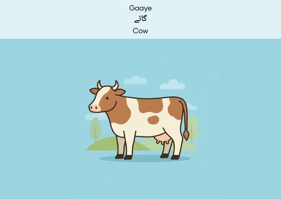 Flashcard: Cow (گائے)