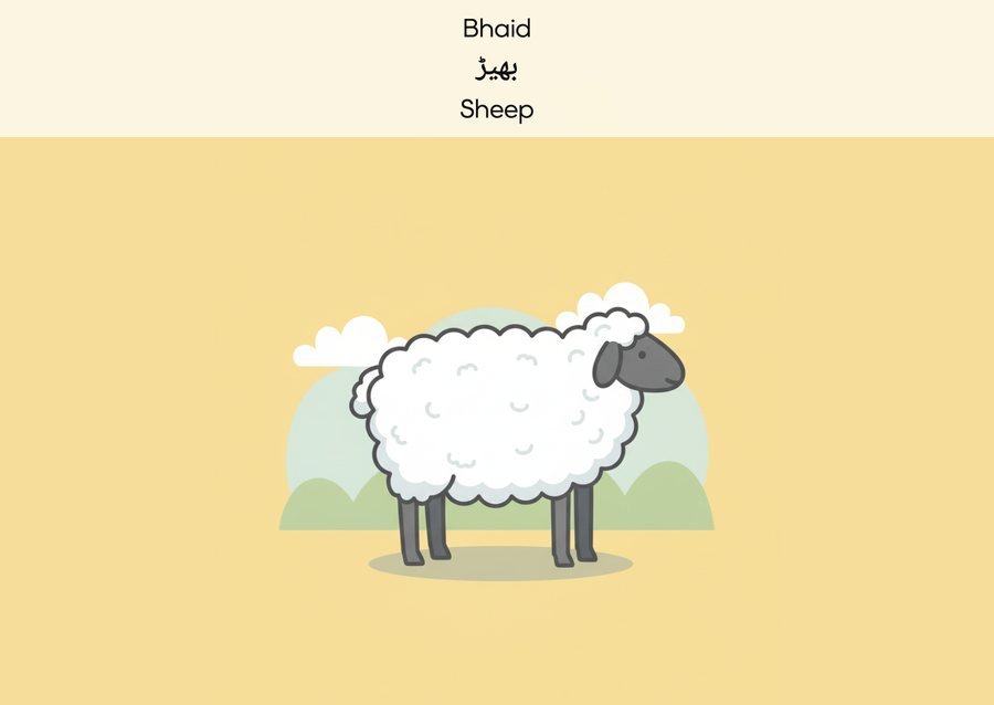Flashcard: Sheep (بھیڑ)