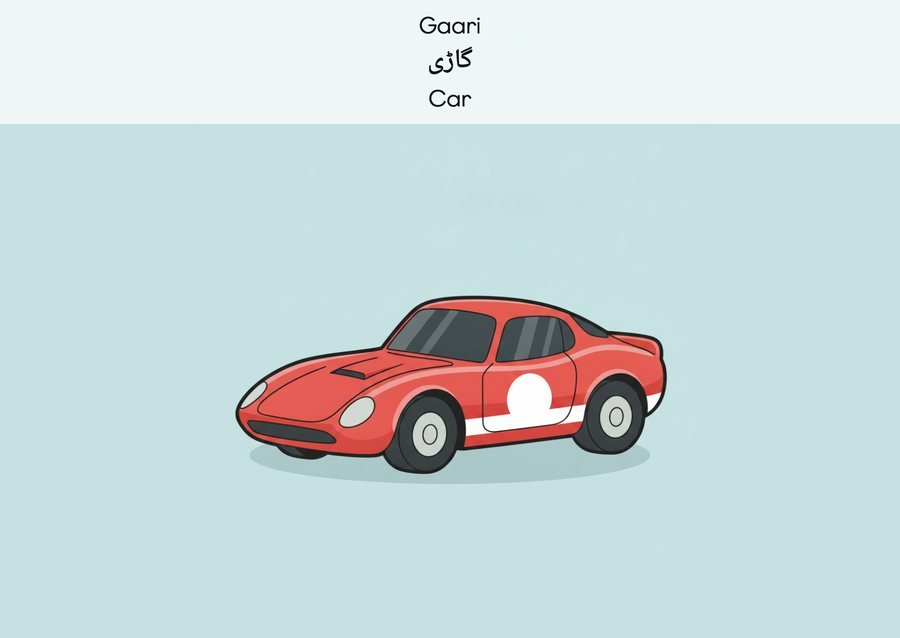 Flashcard: Car (گاڑی)