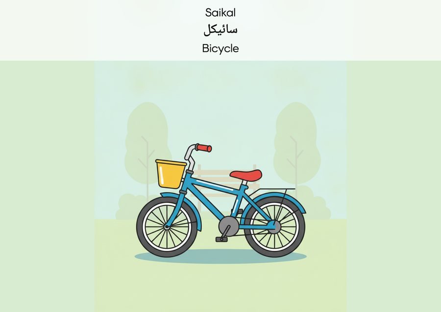 Flashcard: Bicycle (سائیکل)