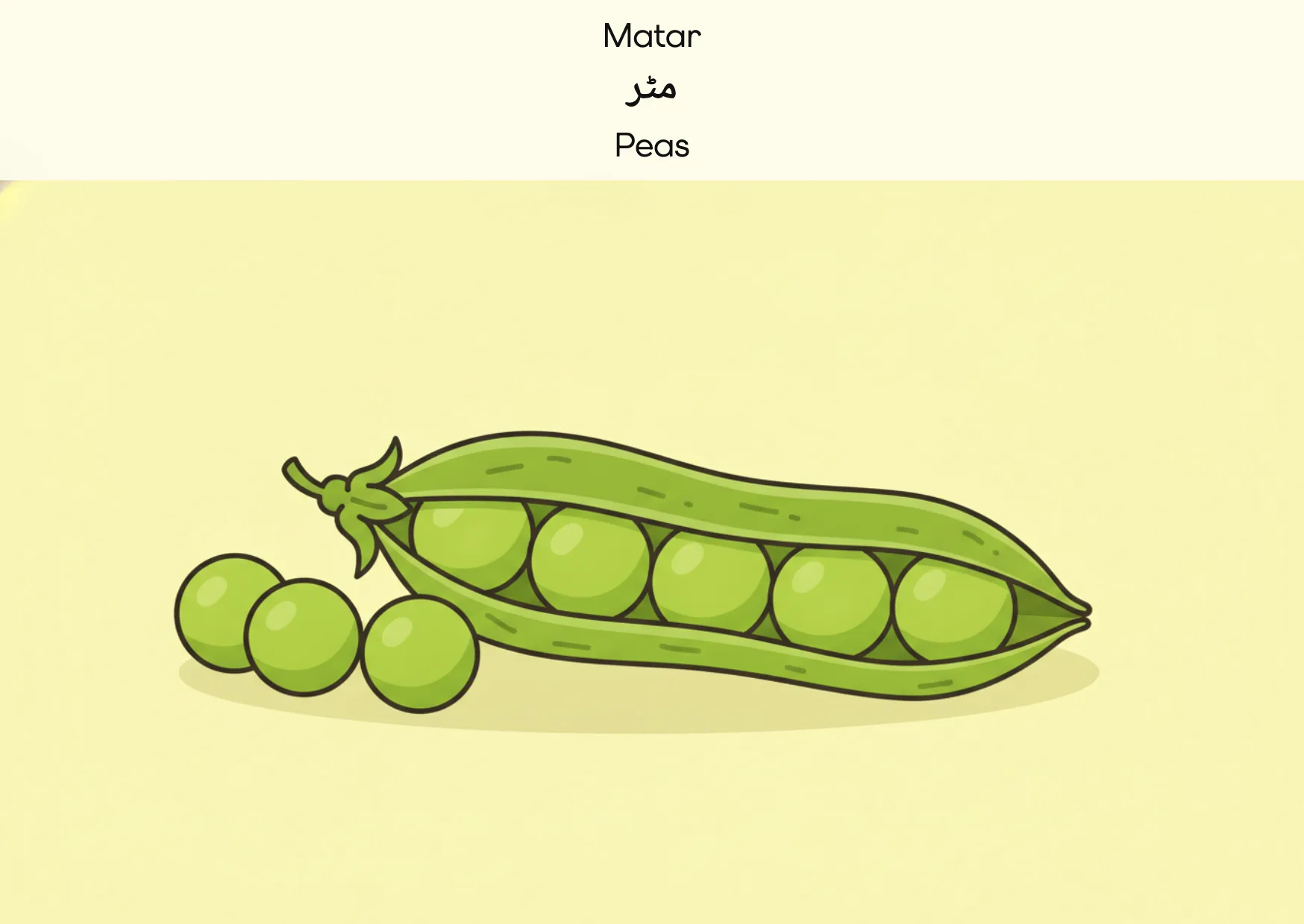 Flashcard: Peas (مٹر)