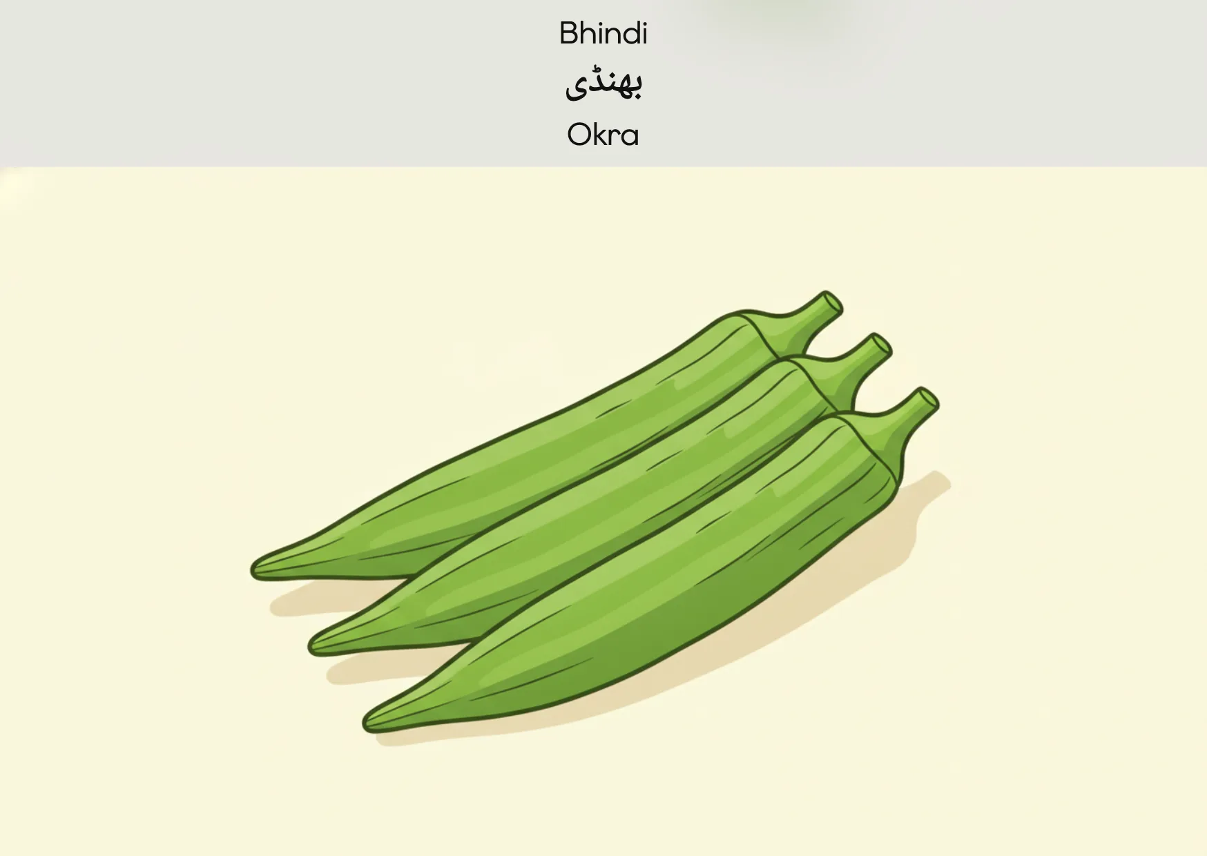 Flashcard: Okra (بھنڈی)
